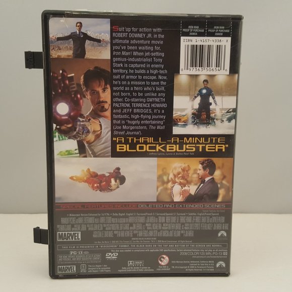 IRON MAN DVD Widescreen 2008 USED - Picture 2 of 9